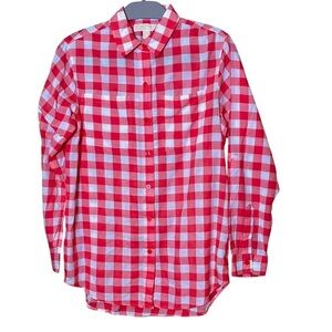 Michael Kors Large Gingham Check Red/Coral & White Plaid Button Down Shirt